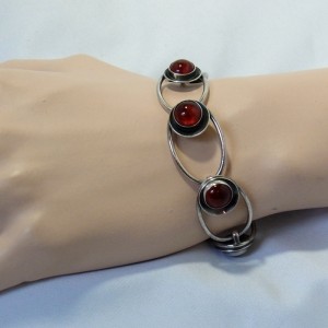Niels Erik From NEFROM N.E. From Denmark Denemarken 925 sterling zilveren silver armband bracelet met barnsteen amber Designer Modernist Scandinavian Vintage 70er jaren 1970s 2.JPG