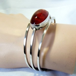 Niels Erik From NEFROM N.E. From Denmark Denemarken 925 sterling zilveren silver spang armband bracelet met barnsteen amber Designer Modernist Scandinavian Vintage 70er jaren 1970s 1.JPG