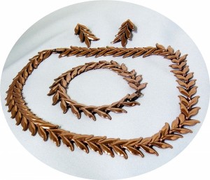Renoir America Amerika 40er 50er jaren fourties fifties necklace set ketting collier clip oorbellen earrings bracelet armband  Koper Copper designer modernist vintage old oude 1.JPG