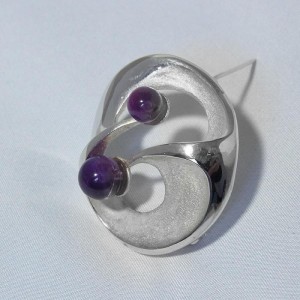 Frans Scheurle Quinn Germany Duitsland forzheim 1970s 70er jaren 800 zilveren designer broche brooch amethis amethyst  Modernist vintage organic 2.JPG