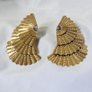 Zoe Coste France Haute Couture designer clip earrings oorbellen gold tone goudkleurig metaal met strass vintage 6.JPG