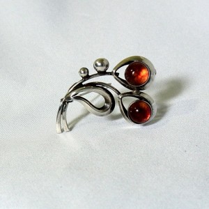 Herman Siersbol Denmark Denemarken designer modernist vintage old 925 silver zilveren broche brooch Amber barnsteen 1.JPG