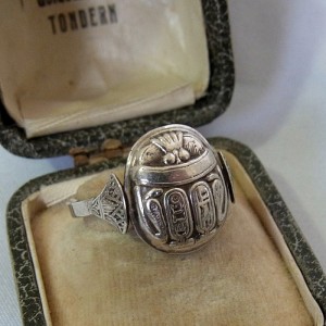 Egyptishe Egyptian 800 silver zilveren scarabee scarab ring vintage 1.JPG
