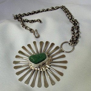 Jacob Hull vintage 1960s 1970s Denmark Denemarken Buch Deighmann Sunburst Starburst silver plated pendant necklace hanger ketting collier Designer Scandinavian 2.JPG