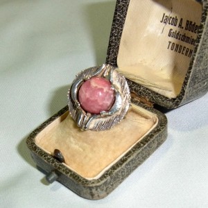 Teka Theodor Klotz vintage old modernist sterling 925 silver zilveren adjustable verstelbare ring rhodochrosiet rhodochrosite Pforzheim Germany Duitsland 7.JPG