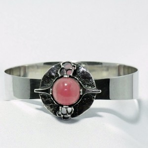 Modernist teka Theodor Klotz silver bracelet with rhodochrosit seventies aa.JPG