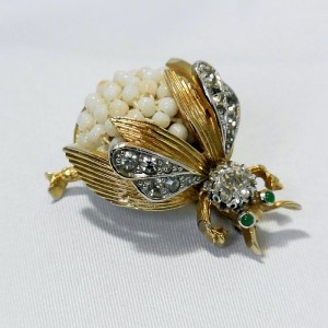 Vintage designer costume Nettie Rosenstein pin brooch bug fly insect c.JPG