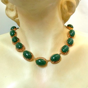 Christian Dior 1966 France Frankriijk vintage designer haute couture green gold groen goudkleurig collier ketting necklace choker 1.JPG