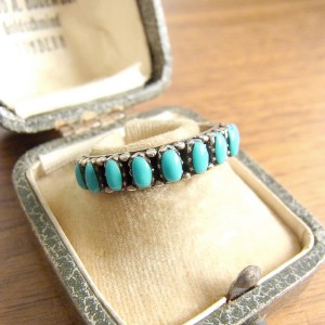 Navajo Natiev American Zuni needle point 925 sterling ring vintage designer modernist turkoise turqoise  indian indianen 2.JPG