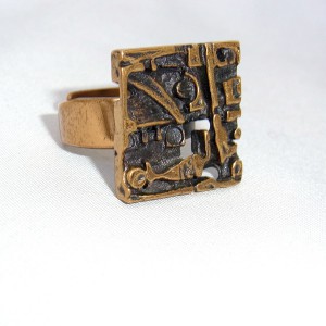 Jorma Laine Finland Finnish Finse bronze bronzen ring verstelbaar adjustable vintage modernist brutalist designer 1.JPG
