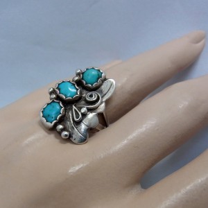 Navajo indianen native american vintage turkoise turquoise sterling silver ring designer 1.JPG