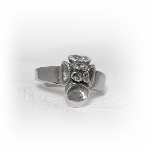 Hannu Ikonen Finland vintage 925 sterling silver zilveren designer ring, motief rendier mos reindeer moss adjustable verstelbaar  modernist scandinavian HI 33 2.JPG