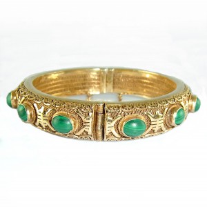 Antieke Antique export silver zilveren gilded vergulde Chineze Chinese China armband bracelet designer vintage Malachite Malachiet 2.JPG