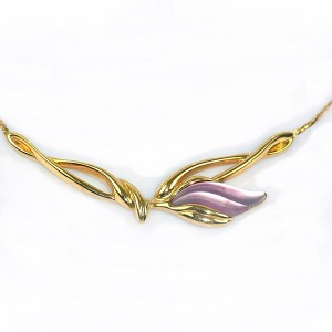 Crown Kroon Trifari Amerika America elegant goudkleurig gold plated vintage flower designer  collier necklace ketting costume 6.JPG