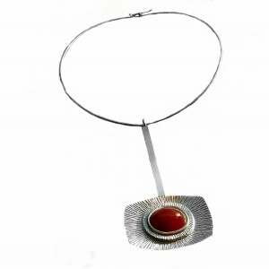 Jorgen Jensen Denmark Denemarken Pewter Tinnen pendant necklace hanger spang collier 260 B designer modernist Scandinavian 1a.jpg