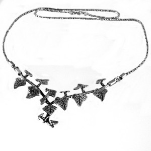 Vintage 925 (=sterling) silver zilveren klimop Hedera Ivy designer necklace collier ketting designer 7.JPG