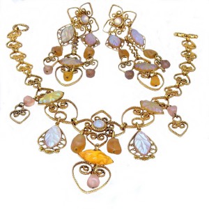 Zoe Coste Made in France necklace set clip earrings collier oorbellen high ende couture vintage designer Frankrijk 23a.JPG