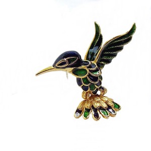 Hummingbird Kolibrie vintage broche brooch enamel emaille green blue groen blauw goltone goudkleurig designer costume 2.jpg