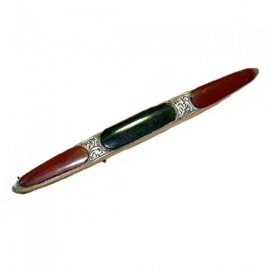 Schots sterling zilveren bar broche brooch of kilt pin met agaat, Birmingham, W. Johnson _en_ Sons,  1914 scottish sterling silver antique vintage traditional 3a.jpg