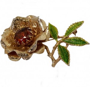Sarah Coventry broche vintage 60er jaren 70 jaren goudkleurig metaal costume jewelry designer mid century 1.jpg