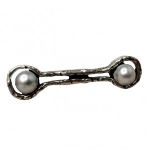 Perli Marga Mey Germany Duitsland sterling 925 silver zilveren broche brooch grey pearls grijze parels designer vintage modernist 3a.jpg