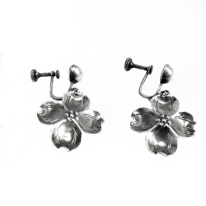 Stuart Nye America Amerikaanse vintage sterling silver zilveren srew back earrings schroef oorbellen dogwood bloom vintage designer 1.jpg