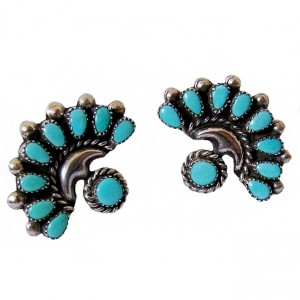 Zuni Native American Indiaanse zilveren Petit Point Turkoise Turquoise clip earrings oorbellen vintage designer tribal T W 1a.jpg