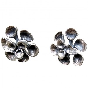 Hannu Ikonen Finland sterling silver 925 zilveren oorbellen earrings stud oorstekers 2 reindeer moss rendier mos vintage modernist scandinavian 4a.jpg