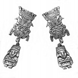Vintage Peru Peruvian sterling silver screw back earrings 925 zilveren schroef oorbellen designer tribal folklore folkloric 5.jpg