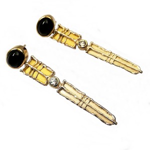 Modernist Modernistische 925 sterling silver zilveren stud earrings onyx gilded verguld vintage designer high quality 5.jpg
