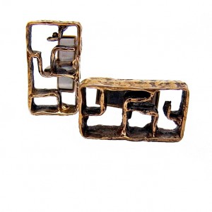 Finland bronze bronen cufflinks manchetknopen designer modernist brutalist vintage Scandinavian made in 1.jpg