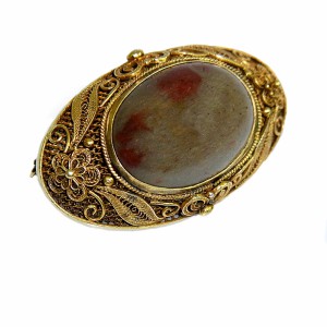 Chinees Chinese silver zilveren broche brooch met agaat agate vintage designer filligree filigrain antique antieke 4.JPG