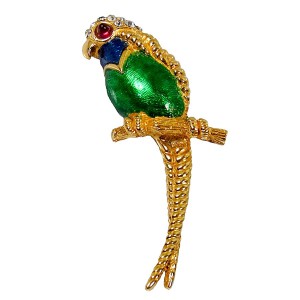 Carven Paris vintage designer brooch broche parrot papegaai  enamel rhinestone emaille 1980s 80er jaren 8.JPG