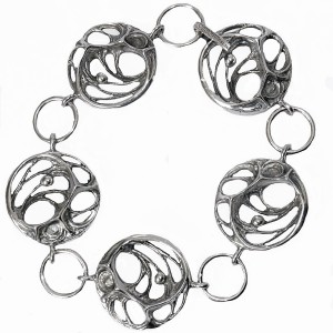 Karl Laine Sten Finnfeelings 1973 925 silver sterling link zilveren bracelet schakel armband spiders web Finland Scandinavian modernist brutalist designer vintage 5.JPG