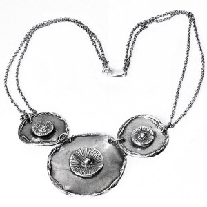 925 Silver zilveren vintage disk necklace modernist brutalist designer space age 1.JPG