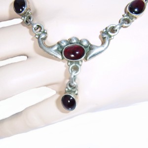 Sterling 925 zilveren silver neklace collier ketting met natuurlijke stenen natural stonen art deco designer vintage old oud 3.JPG