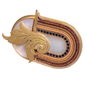Langani Germany Duitsland Anni Schaad brooch broche goudkleurig gold plated designer vintage 1.JPG