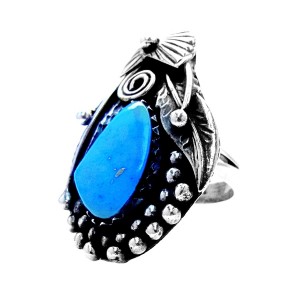 Navajo sterling zilveren silver ring with turquoise turkoise vintage designer Native American Indianen 1.JPG