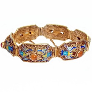 Chinees Chinese verguld gilded gold plated 835 silver zilveren filigree filigrain enamel emaille bracelet armband antieke antique designer 1.JPG