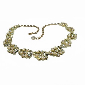 Aurore Borealis AB crystal pearl vintage necklace collier ketting parels costume jewelry designer 1950s 1960s 50er jaren 60er jaren 4.JPG