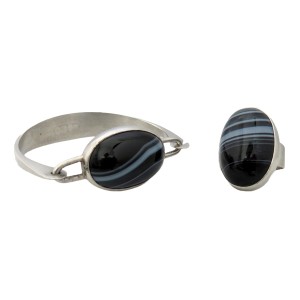 Black agate zwart agaat agaten 835 silver zilveren ring bracelet armband spang cuff EB3 E.J. Brinkert vintage modernist Dutch Nederlands 1975 1.jpg