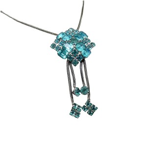 Vintage bleu blauw waterfall lariat pendant necklace hanger kettig collier designer 1960s 1970s 60er jaren 70er 6.jpg