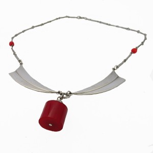 Jakob Bengel Germany Duitsland Art Deco necklace ketting colliet galalith chrome chroom  30er jaren 1930s modernist designer Machine Age vintage Antique 2.JPG