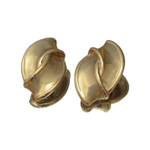 Large grote Yves Saint Laurent YSL France Frankrijk clip oorbellen earrings gold tone goudkleurige designer vintage modernist couture 3a.jpg