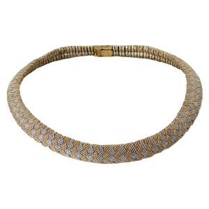 Ciner America American Amerika vintage necklace choker collier ketting hig quality kwaliteit designer modernist gold silver tone goudkleurig en zilverkleurig 2.jpg