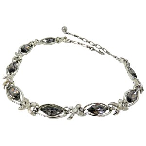 Kramer USA America Amerika vintage designer necklace collier choker ketting silvertone zilverkleurig rookglas smoked glass 1960s 1970s 50er 70er jaren 8a.jpg
