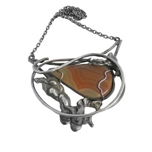 Vintage modernist brutalist bronze brass necklace collier ketting agaten agaat agate 1960s 1970s 60er 70er jaren 7a.jpg