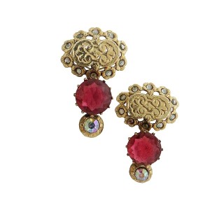 Zoe Coste Paris France Parijs Frankrijk vintage designer stud earrings oorbellen oorstekers rode red goldtone goudkleurig 1980s 80er jaren 1.jpg