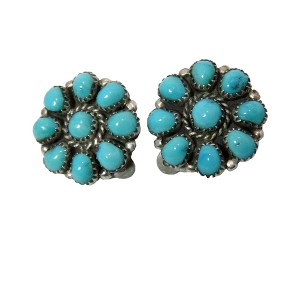 Zuni Native American Navajo Turkois Turquoise silver zilveren clip earrings oorbellen vintage designer Indianen America Amerikaanse Amerika American 1a.png