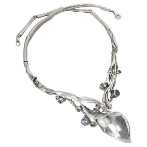 925 sterling silver zilveren modernist modernistische collier ketting necklace choker real pearl echte parel amethist amethyst vintage designer Israel 5a.jpg